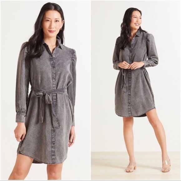 Rails Gray Adele Acid Wash shirt Dress with Belt size Small NWOT - Picture 1 of 9